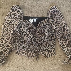 Bar III Animal Print Ruched Blouse